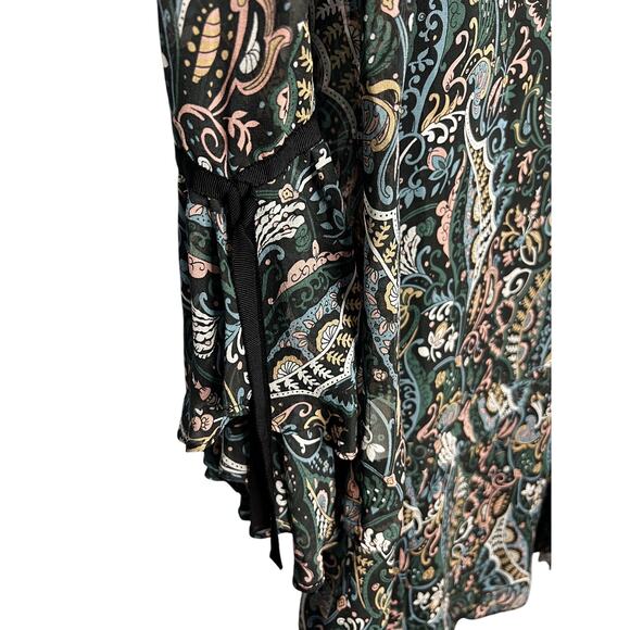 Veronica Beard Denver Silk Chiffon Printed Mini Dress Size 4 Green Paisley - Picture 9 of 10